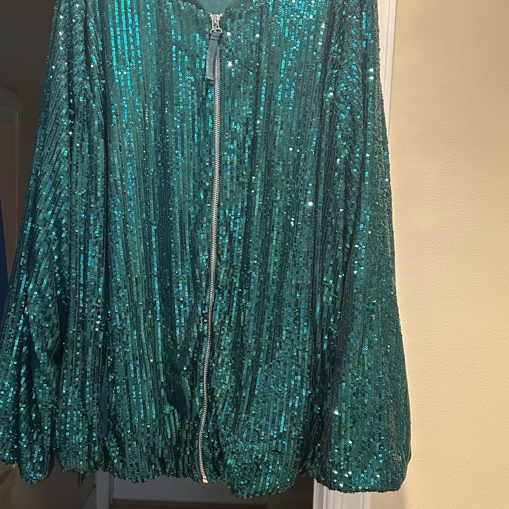 Jingle Belle by Kim Gravel Sequined Green Jacket